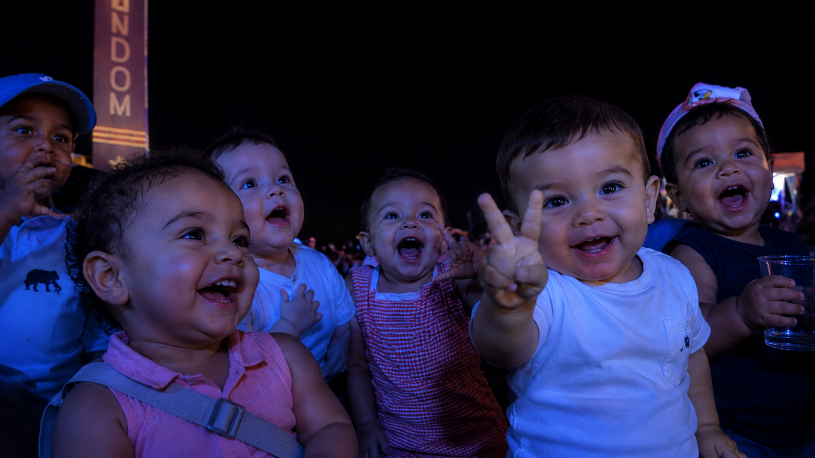 Babies cheering during the Washington DC celebration crowd moment